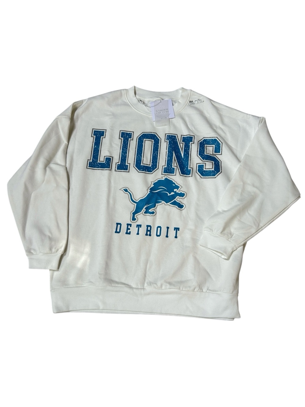 Detroit Lions Unisex Crewneck Sweatshirt, White, Size Large, NWT